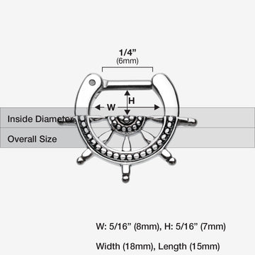 Detail View 1 of Classic Nautical Wheel Septum Clicker-Steel